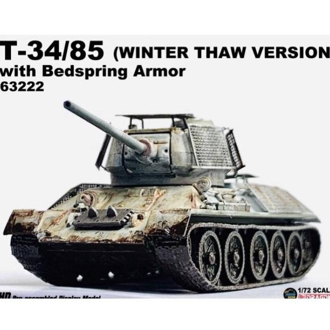 Diecast Tank T-34/85 Bedspring Armor Winter Thaw 1/72 By Dragon