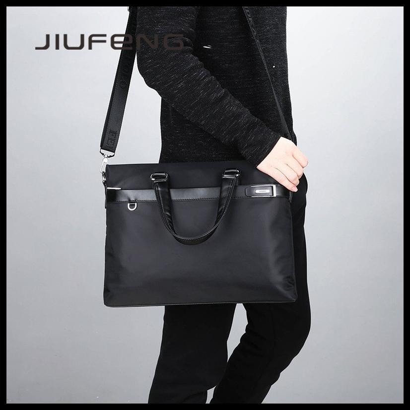 JIUFENG TAS BAHU PRIA BISNIS KANVAS TAHAN AIR SATU TAS KANTOR TAS KOMPUTER 14 INCI RANSEL DOKUMEN