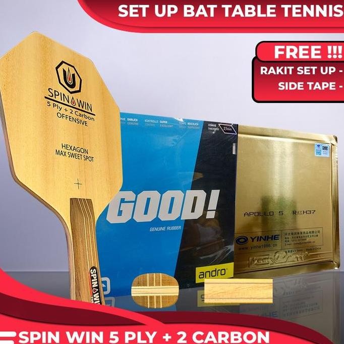 Terbaru Setup Tenis Meja Spin Win Hexagon Carbon Andro Good Yinhe Apollo 5 New