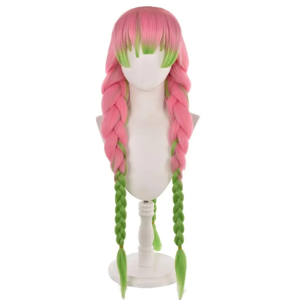 New Demon Slayer Kanroji Mitsuri Cosplay Wig Green Mix Pink Long Anime Costume Wigs Kanroji Mitsuri 