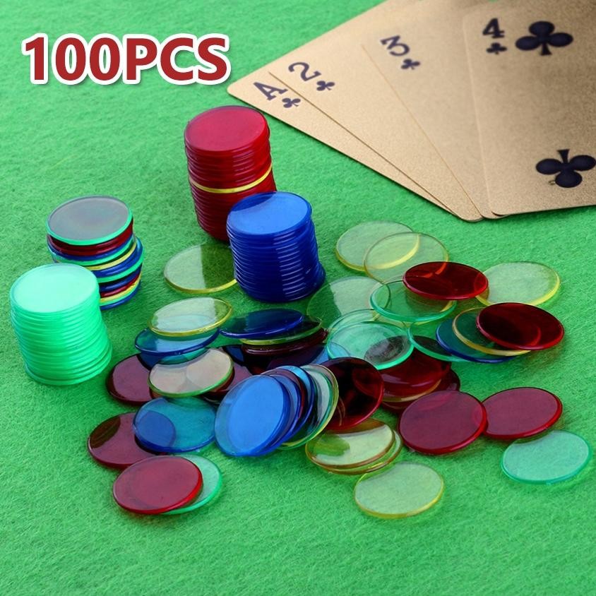 Premium 100Pcs Chip/Koin Poker Bahan Plastik 24mm untuk Bermain Bingo/Game Keluarga Minicart Mahjong