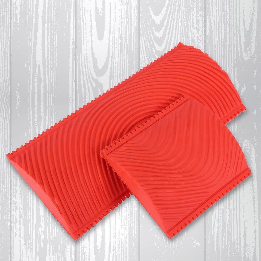 Premium 2Pcs/Set Kuas Cat Dinding Rol/Roller Paint Bahan Karet Efek Corak Motif Kayu DIY Dekorasi Ru