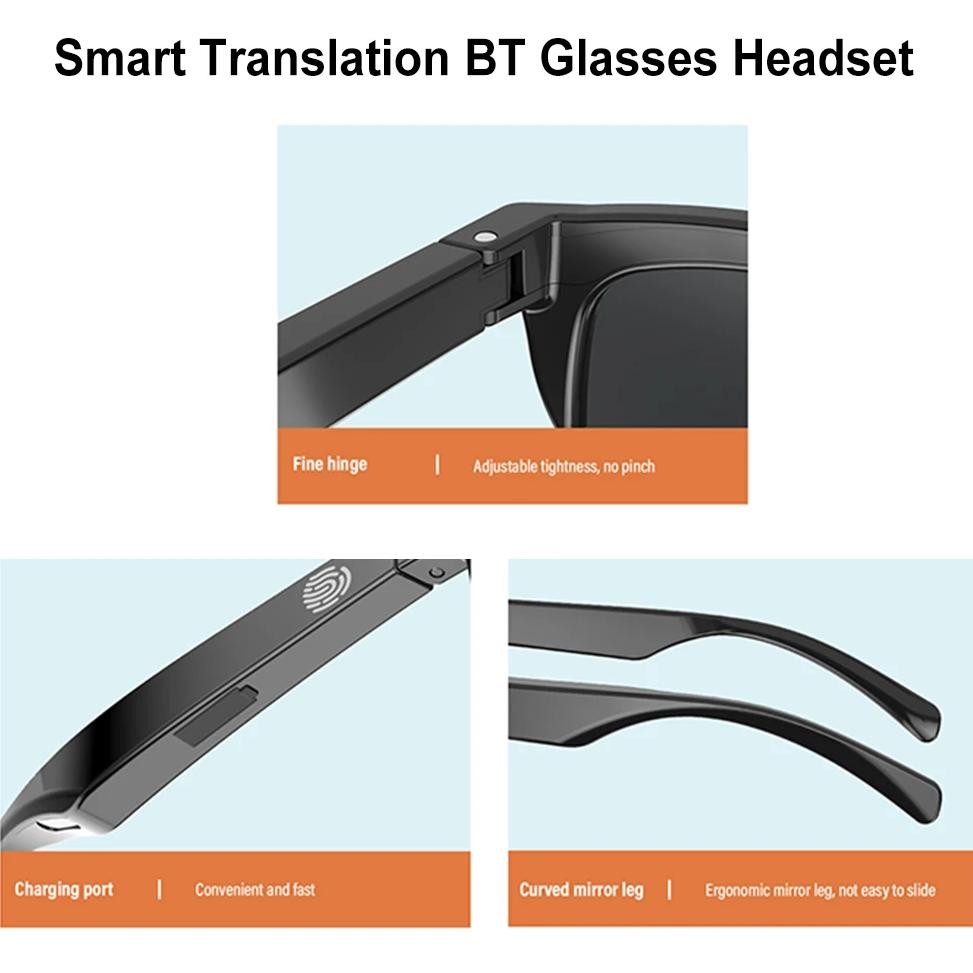 

144 Languages Smart Glasses Translator Bluetooth-Compatible 5.3 Wireless Translation Earbuds Translation Glasses for Men & Women