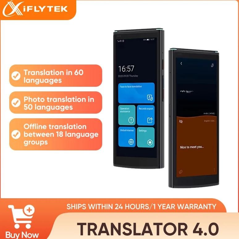 

Iflytek 4.0 Language Translator Device, Face-to-Face Bidirection Simultaneous Translation, 60 Languages and 18 Offline Packs