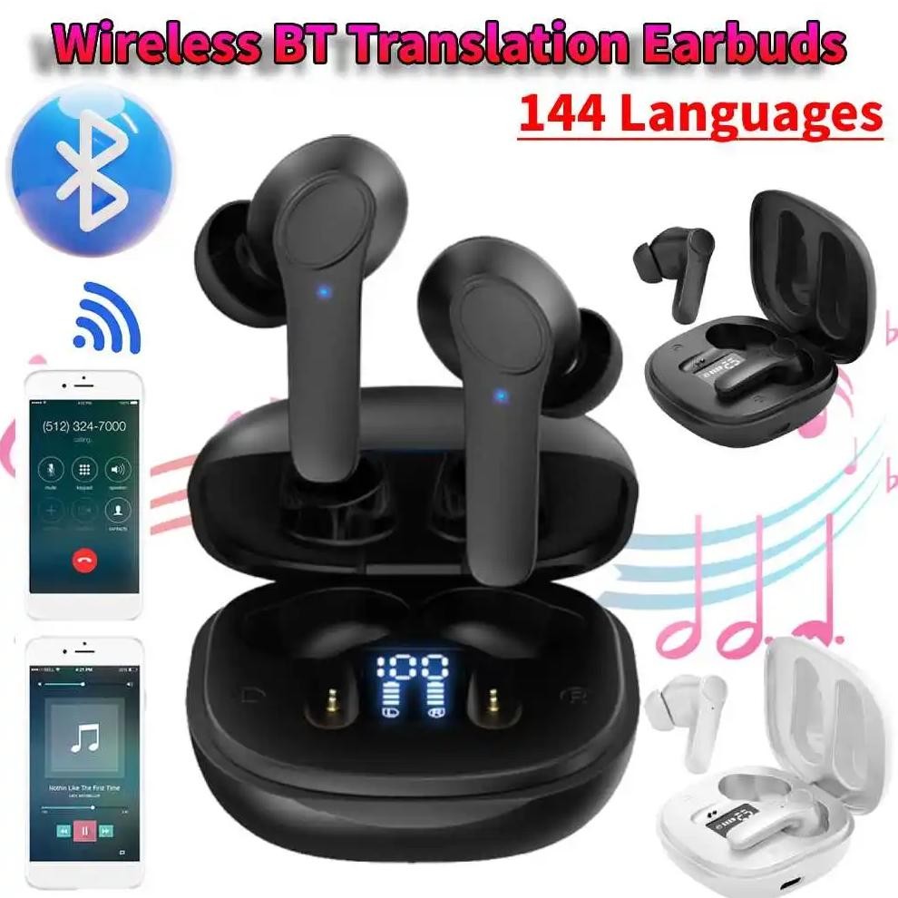 

144 Languages Translator Earbuds 99% Accuracy Wireless BT Headphone Online OffLine Noise Cancelling Earphone for Business Travel