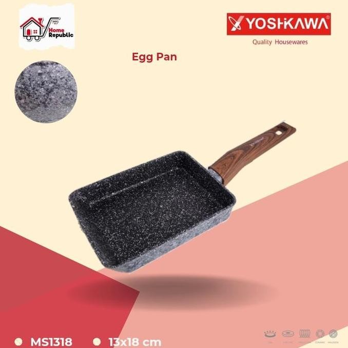 Tersedia Yoshikawa Panci Wajan Teflon Marble Tamagoyaki Marble Pan 18cm Egg pan