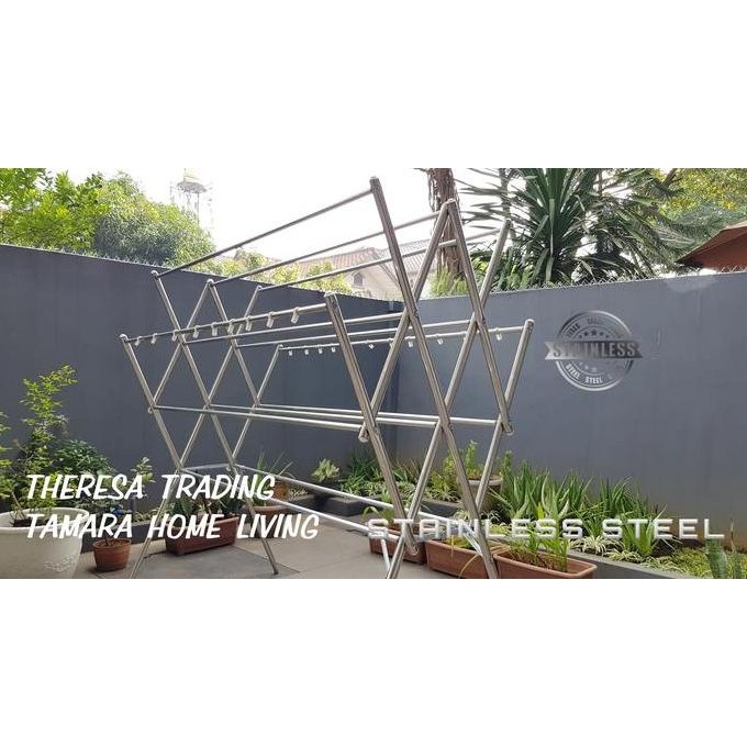 TERMURAH - JEMURAN BAJU BESAR STAINLESS STEEL 12 PALANG JUMBO 180 CM ANTI KARAT