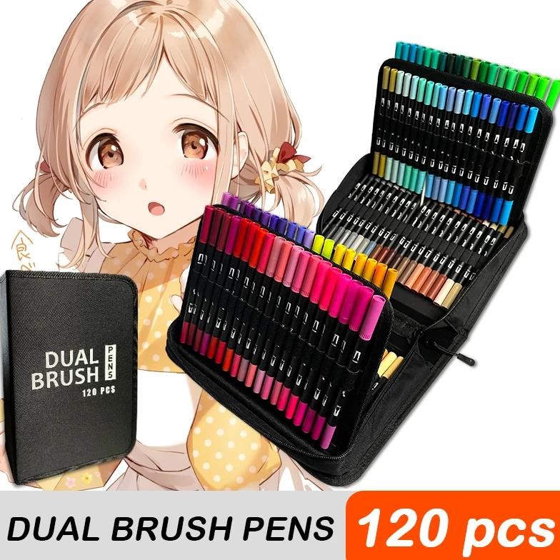 

120 Colors Watercolor Pens Set Dual Tip Brush Art Markers Pen For Drawing Painting Calligraphy Art Supplies Coloring Kids