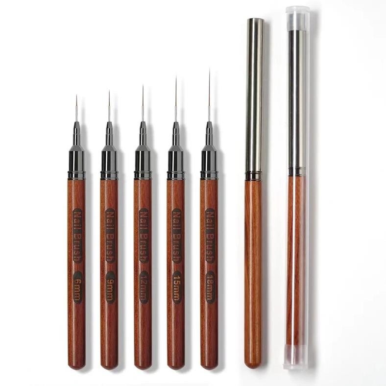 

6/9/12/15/18Mm Round Wood Handle Art Liner Diy Painting Brush Drawing Lines Stripe Flower Painting Pen Uv Gel Brush