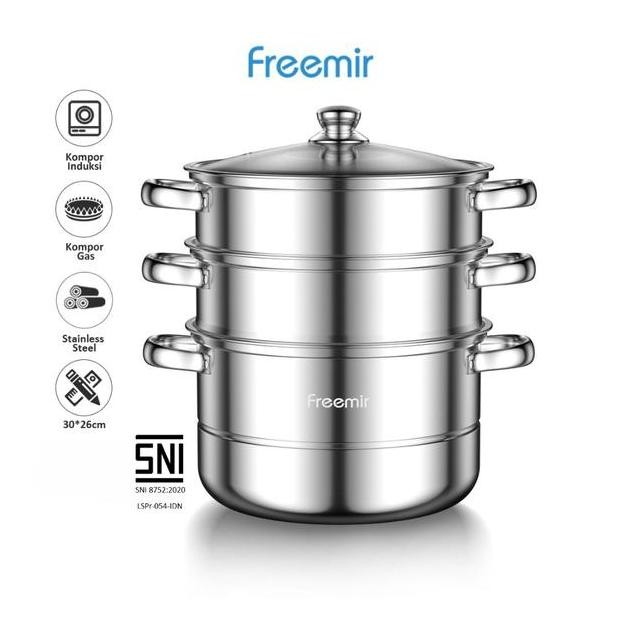 Special Freemir Panci Kukus 3 Susun Stainless Steel Tebal Anti Lengket Anti Karat Dandang Kukusan Al