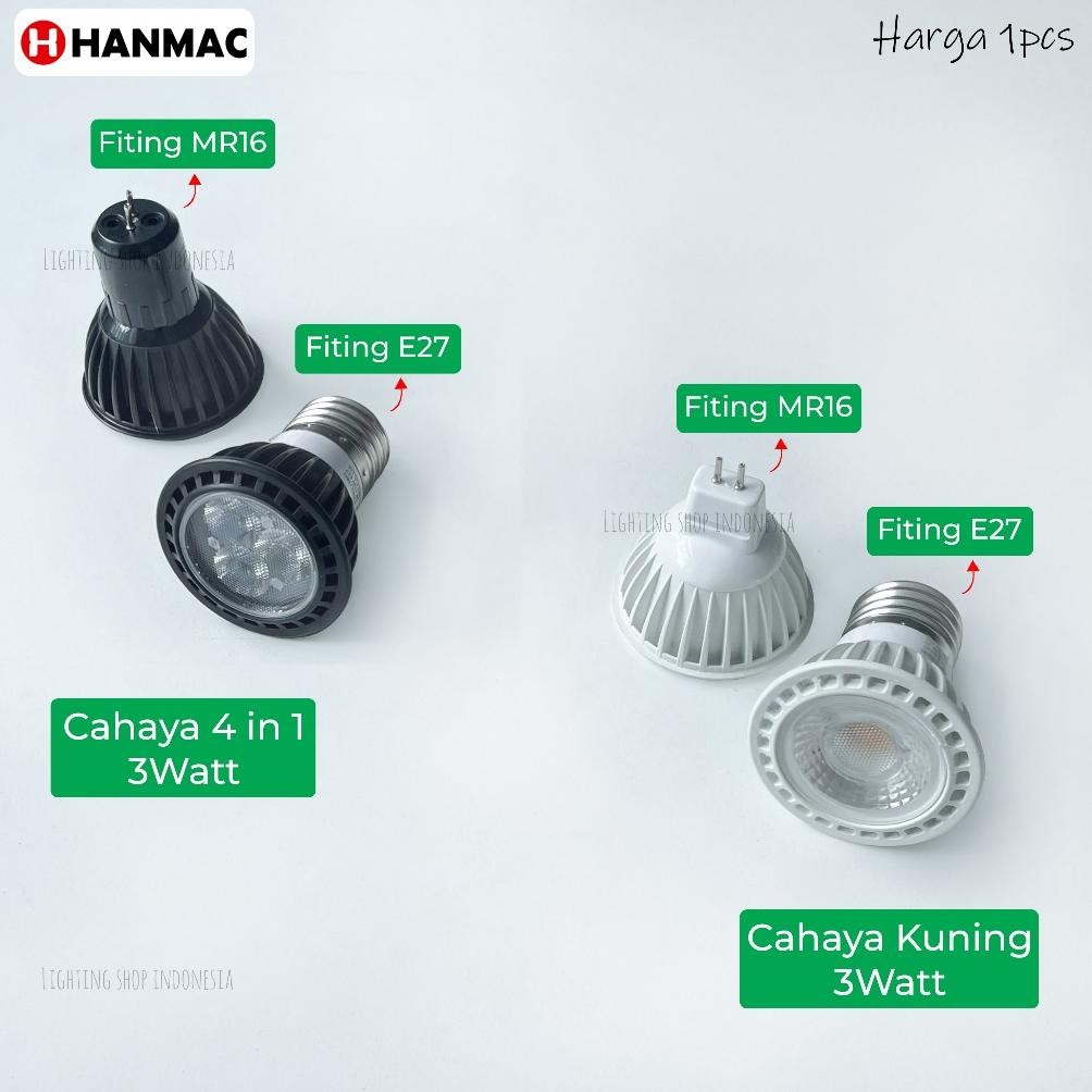 H3Q Lampu halogen led 3W sorot spotlight warm white e27 mr16 / G4 spot