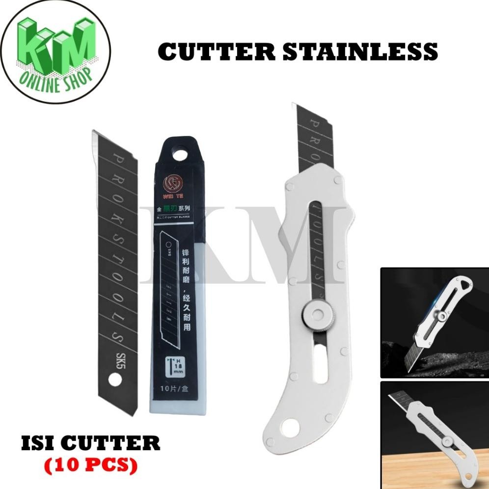 

Cutter Stainless Steel Pisau Cutter Potong Multifungsi 18 MM Cutter Tahan Karat / Isi Cutter