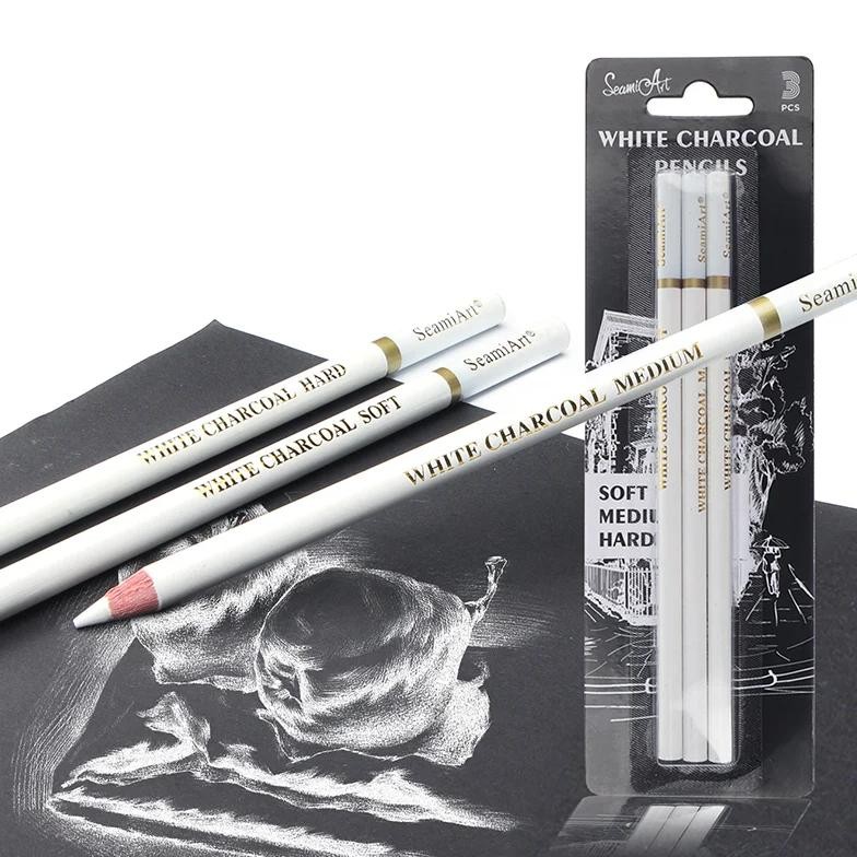 

3Pcs White Sketch Charcoal Pencils For Sketching Painting Drawing