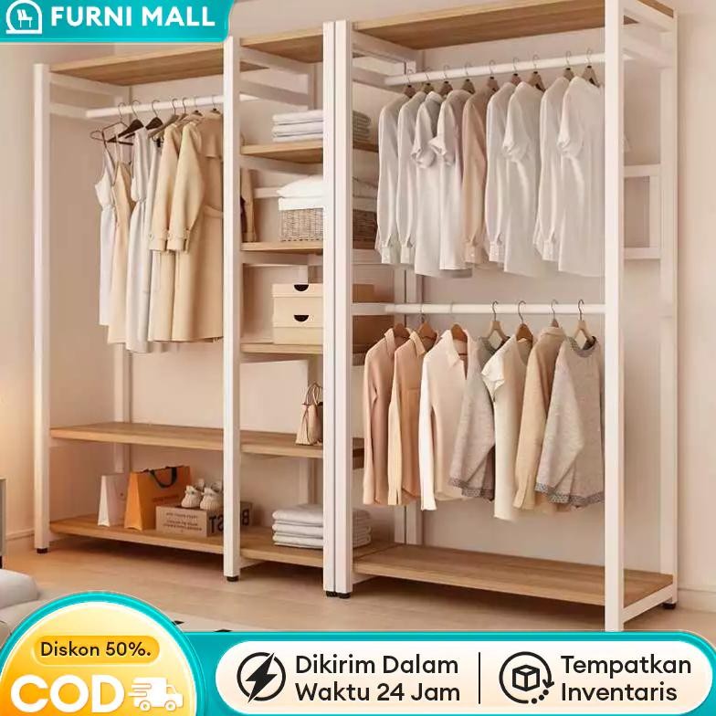 Rak Baju Gantung Stand Hanger Rak Baju Rak Pakaian Rak Gantung Baju Kayu Lemari Pakaian Tanpa Kain