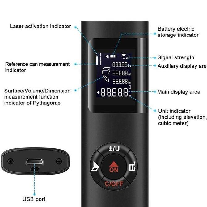 

Pengukur Jarak Laser Distance Meter Mini Handheld 40M KKMOON - JQ-40 meteran bangunan Kualitas Original