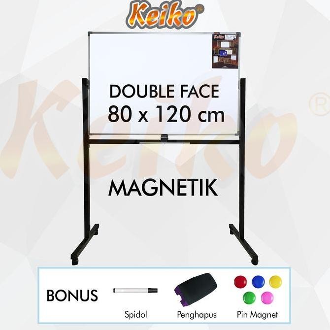 

Papan Tulis Whiteboard Standing Magnet Double Face Keiko 80 x 120 cm Kualitas Original