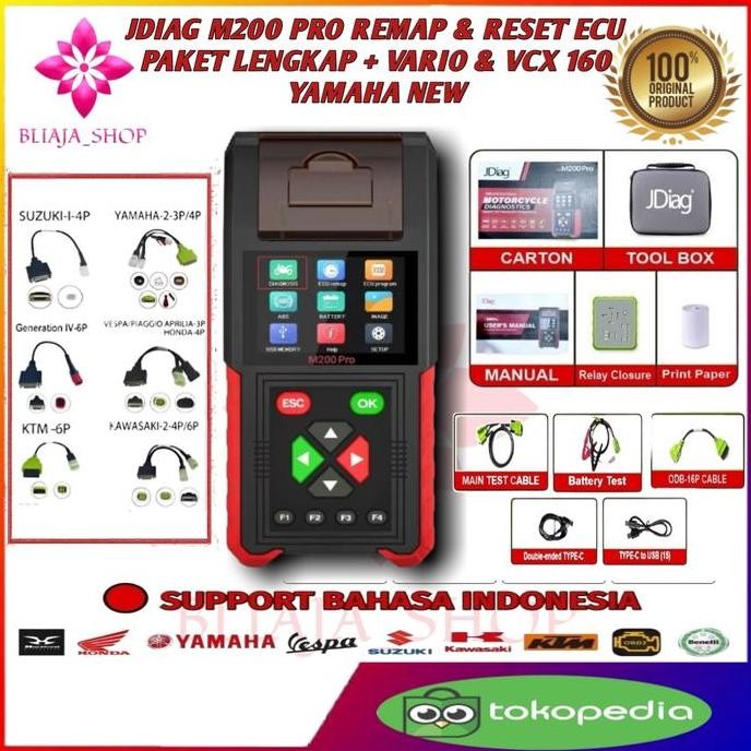 JDIAG M200 PRO Alat Remap Ecu Diagnostic Tool OBD2 Scanner Scener Cek Kerusakan Motor Injeksi & Non