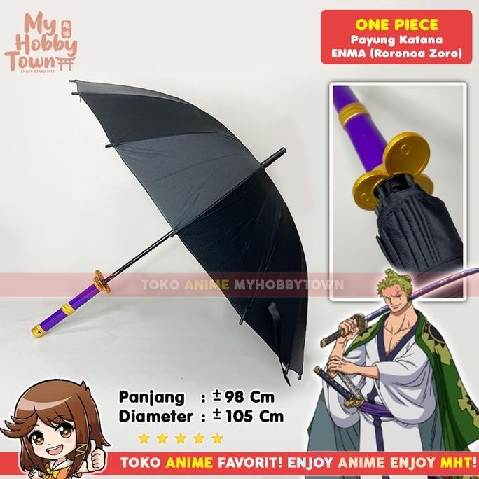 BEBAS ONGKIR - Payung Anime Pedang One Piece Roronoa Zoro : Purple Enma