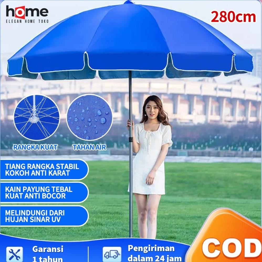 Ready stock Payung Tenda 180cm-280 cm Payung Jualan Lapak Tenda Payung Pantai Jumbo Besar dengan Sar