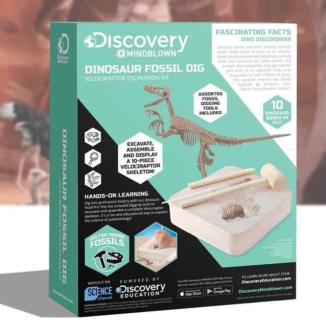 Discovery Mindblown Dinosaur Fossil Dig Velociraptor Excavation Kit Kualitas Original