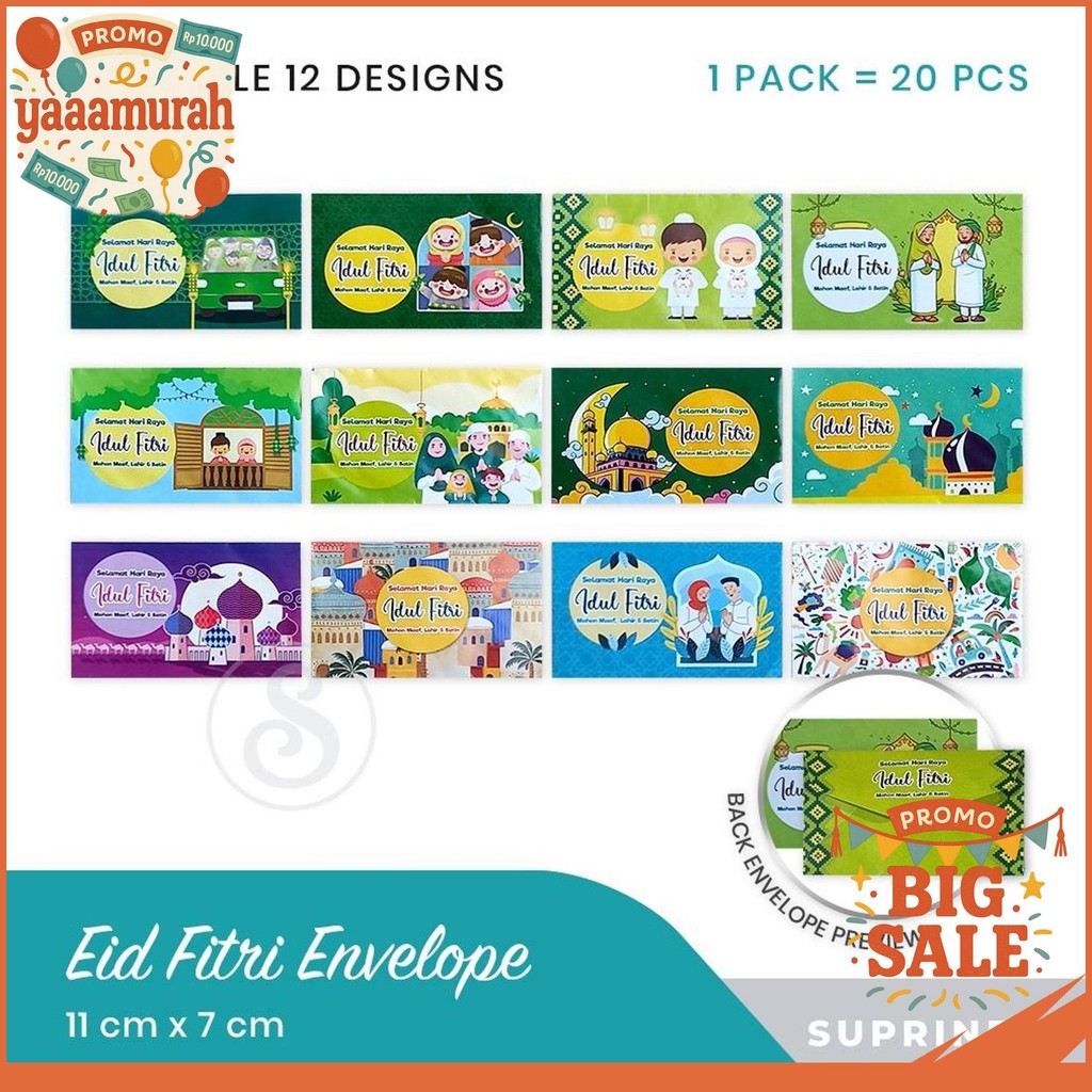 

AMPLOP LEBARAN IDUL FITRI 11 X 7 CM (ISI 20 PCS)