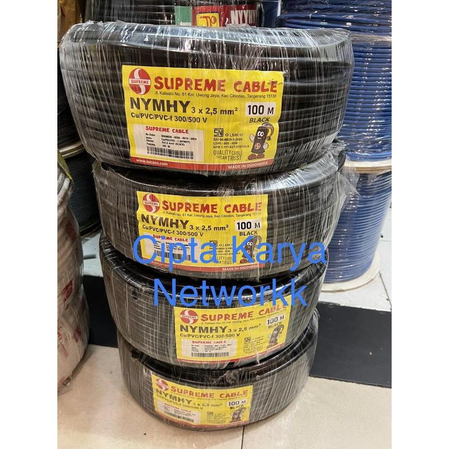 Kabel Supreme Nymhy 3X2.5 Serabut 100M Hitam / Nyyhy 3X2,5 Supreme