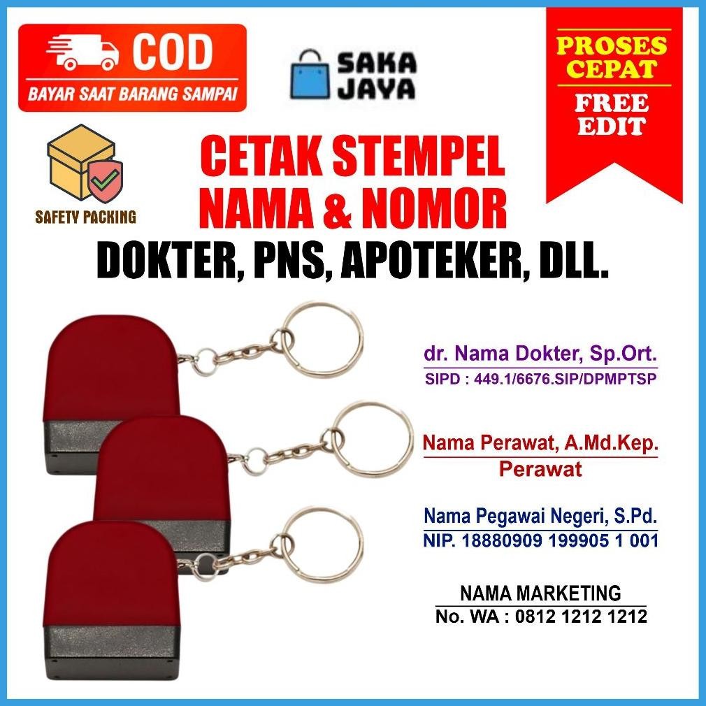 

NEW!!! CETAK STEMPEL NAMA NOMOR DOKTER PNS APOTEKER PERAWAT BIDAN MARKETING