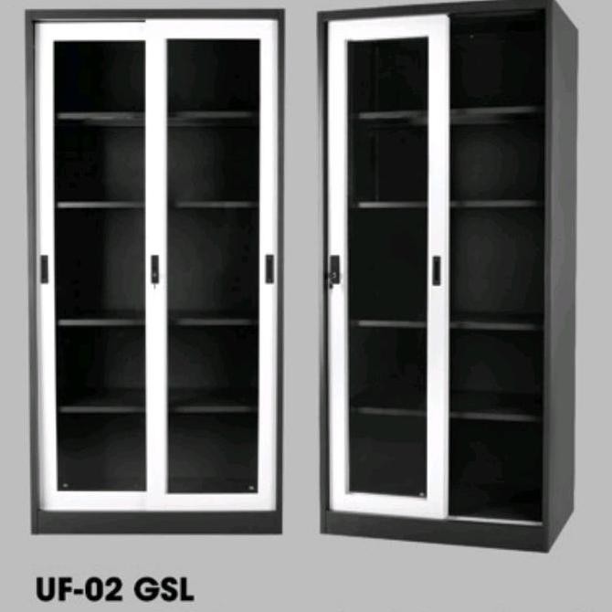 

Lemari besi lemari arsip pintu kaca geser sliding Uno UF 02 GSL Kualitas Original