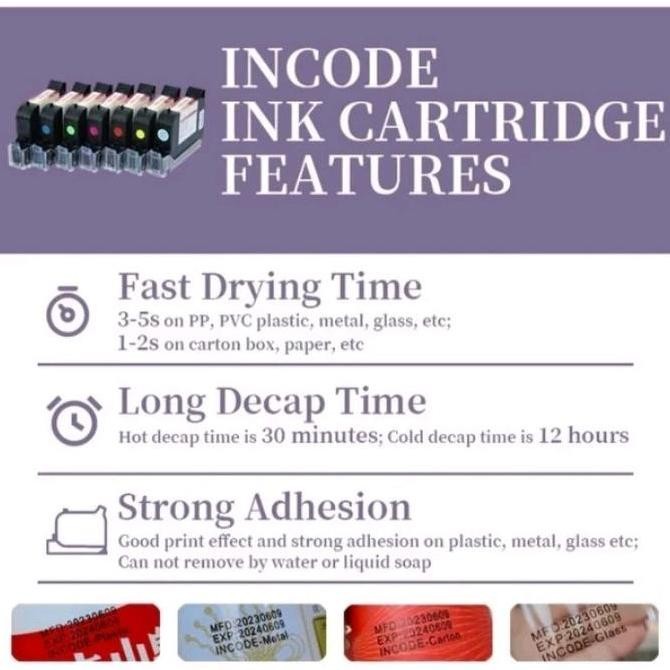 

Tinta Solvent Inkjet Hendheld Printing Hitam,Putih, Berwarna Cepat Kering Dan Tahan Lama Kualitas Original