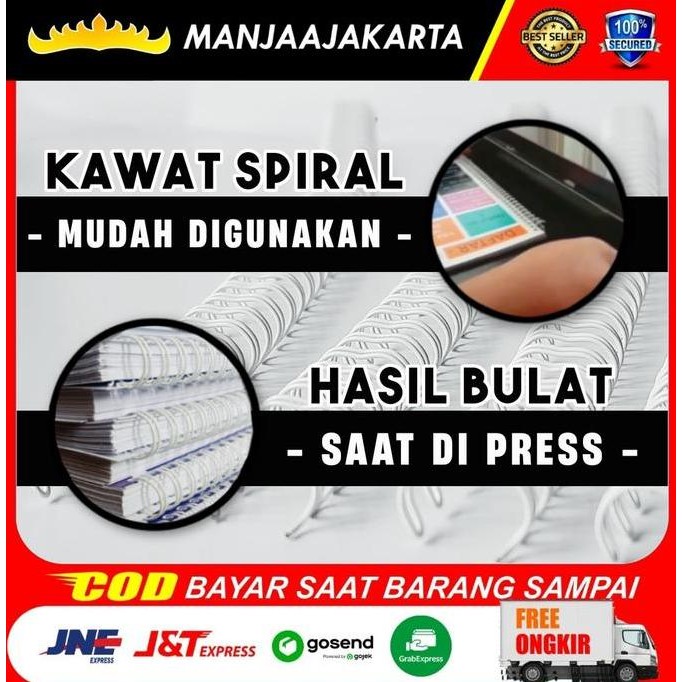 

Kawat Spiral Kalender Roll Ukuran 1/4 No 4 Ring Kawat Jilid Spiral Kualitas Original