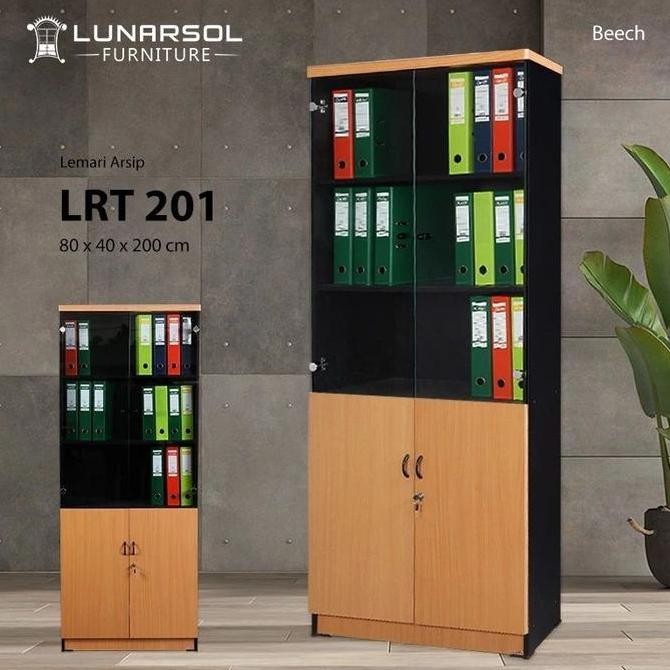 

Lemari Arsip tinggi Lunar LRT 201 setengah pintu kaca setengah panel Kualitas Original