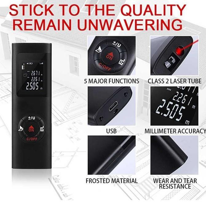 

Laser Pengukur Jarak Mini Handheld Laser Distance Meter Meteran Digital Alat Ukur Disto 40M Kualitas Original