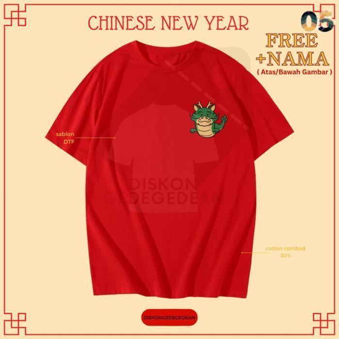 Jual Diskongedegedean Kaos Imlek Shio Naga Baju Tshirt Logo Imlek Type 9