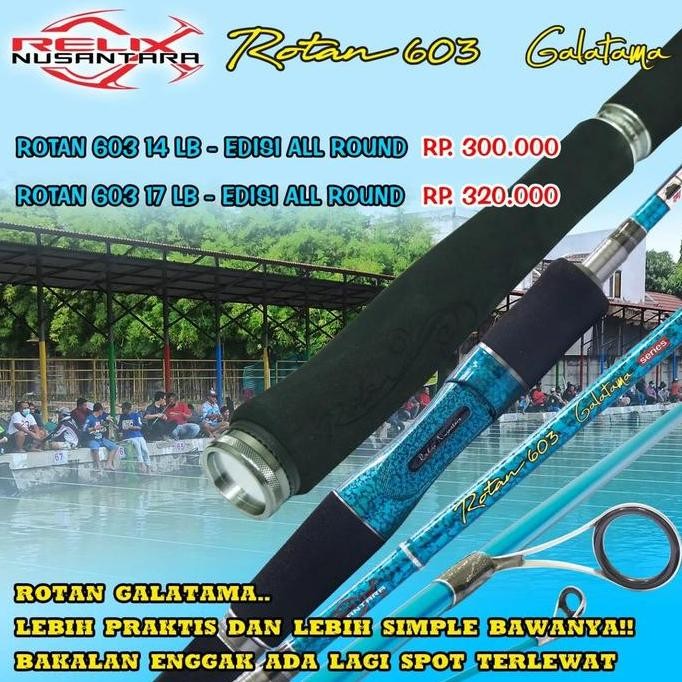 

Terlaris Joran Galatama Relix Nusantara Rotan 603 14Lb 17Lb Travel Rod