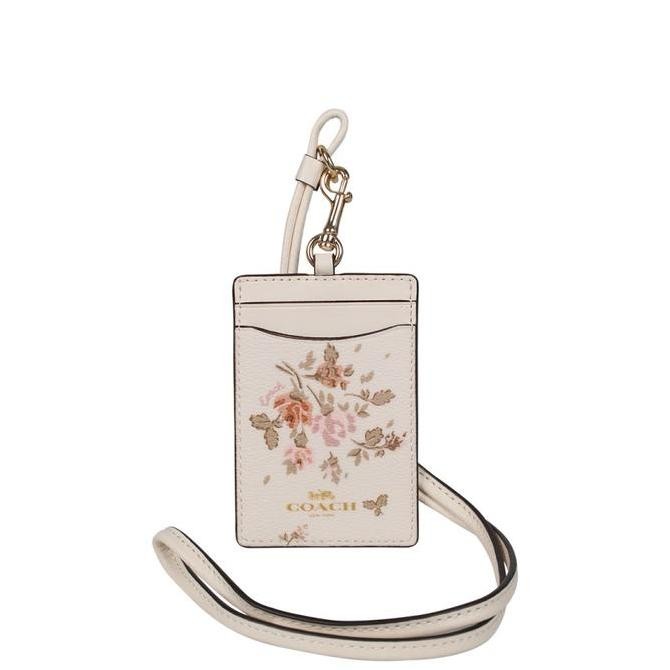 

Coach ID card Lanyard holder Flower Rose print Original - White pb Kualitas Original