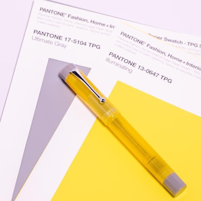 

Opus88 Demonstrator 2021 Yellow Grey Fountain Pen Kualitas Original