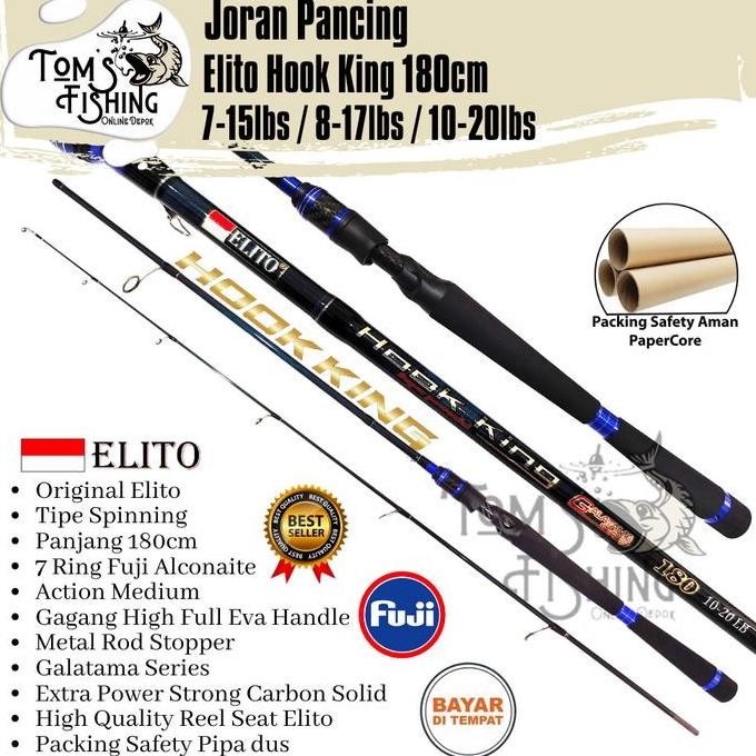 

Terlaris Joran Pancing Elito Hook King 180Cm Fuji Alconite (15Lbs / 18Lbs / 20Lbs) Carbon Solid - Toms Fishing