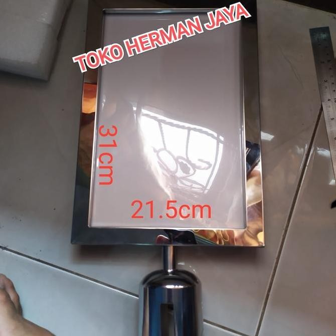 

Sign Board Frame A4 Potrait Signage Stainless Papan Tiang Antrian Kualitas Original