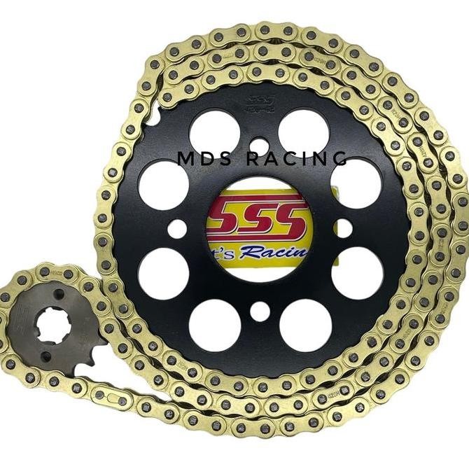 Gear Set Gir Set SSS 428 Steel Black Honda Sonic150 GTR Cbr Old Verza Tiger Megapro Glpro Gear SSS D