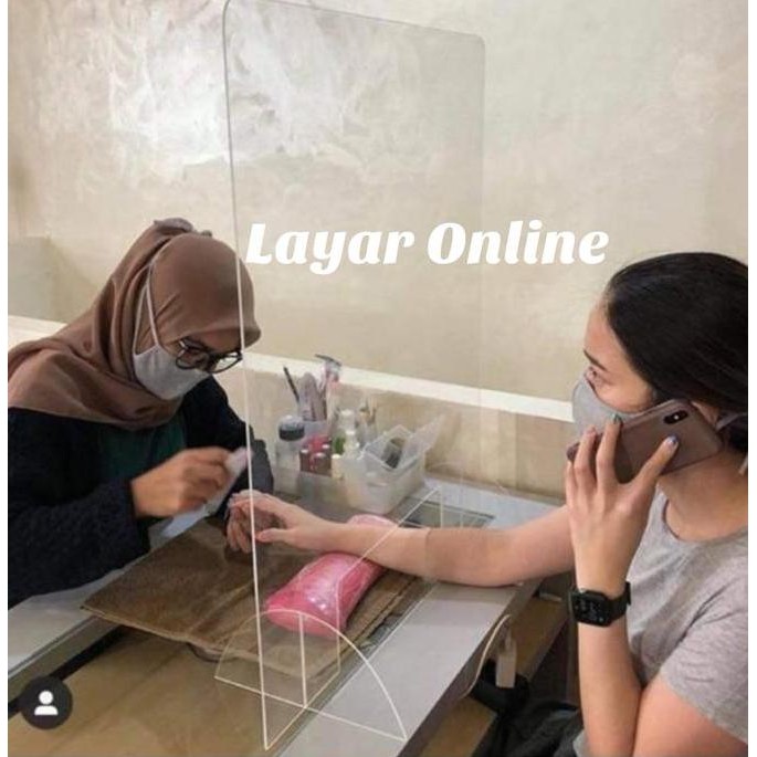 

Sekat Acrylic 3mm Lebar 160 x Tinggi 60cm Meja Partisi Teller Kasir Kualitas Original
