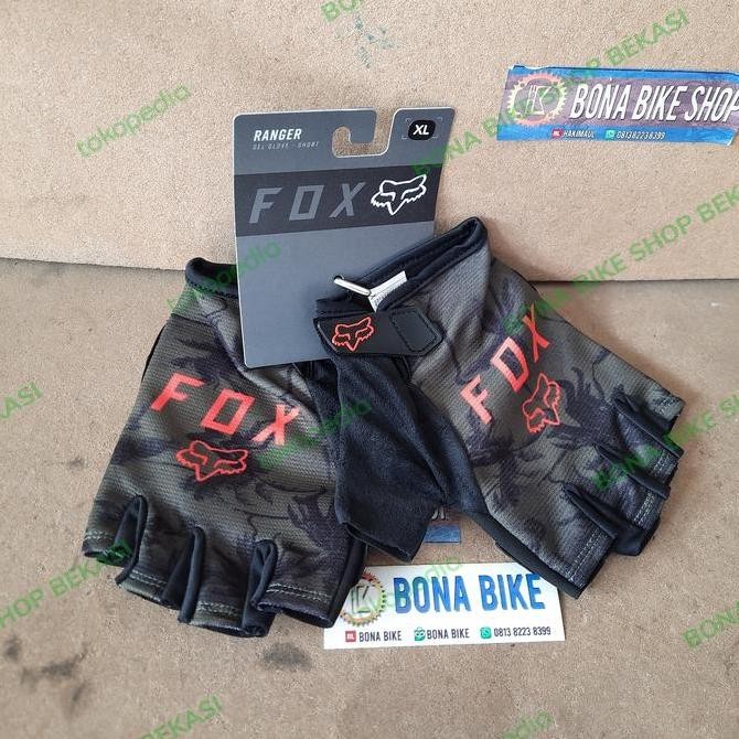 Glove Fox Ranger Gel Short Olive Green - Half sarung tangan gloves Kualitas Original