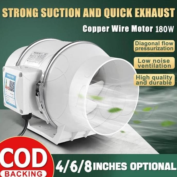 Tersedia COD,Kirim Sekarang inline duct exhaust fan dinding blower angin kipas blower 4" Hisap Kipas