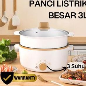 Tersedia AY Panci Listrik Multifungsi 3 In 1 Electric Anti Lengket Putih 3L