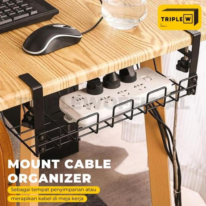 

Triple W Under Desk Mount Cable Organizer Socket Perapih Kabel Meja
