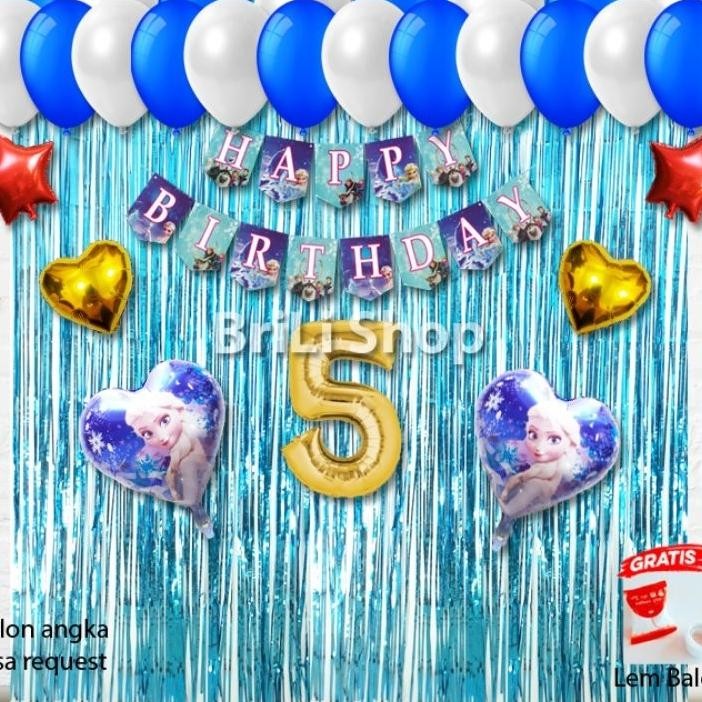 Paket Set Dekorasi Ulang Tahun Anak Perempuan Tema Frozen Pesta Ultah Anna Elsa