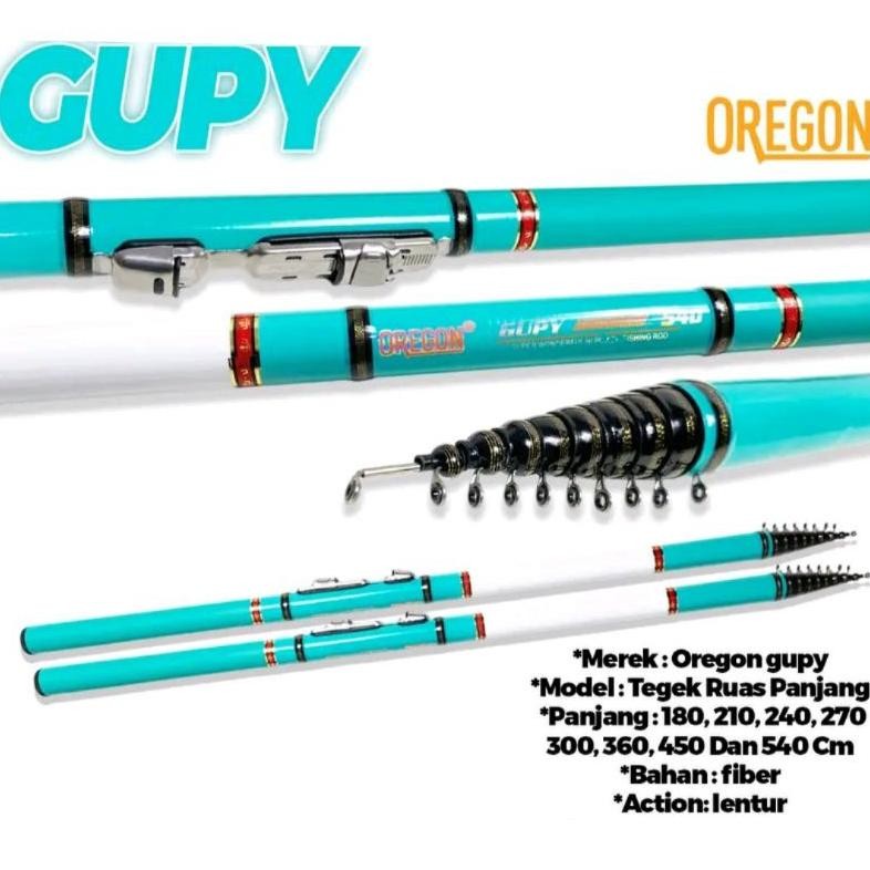 Kualitas Terbaik Set Lengkap Joran Pancing Tegek Kolong Oregon Gupy Bahan Fiber Ringan & Reel Tokos 