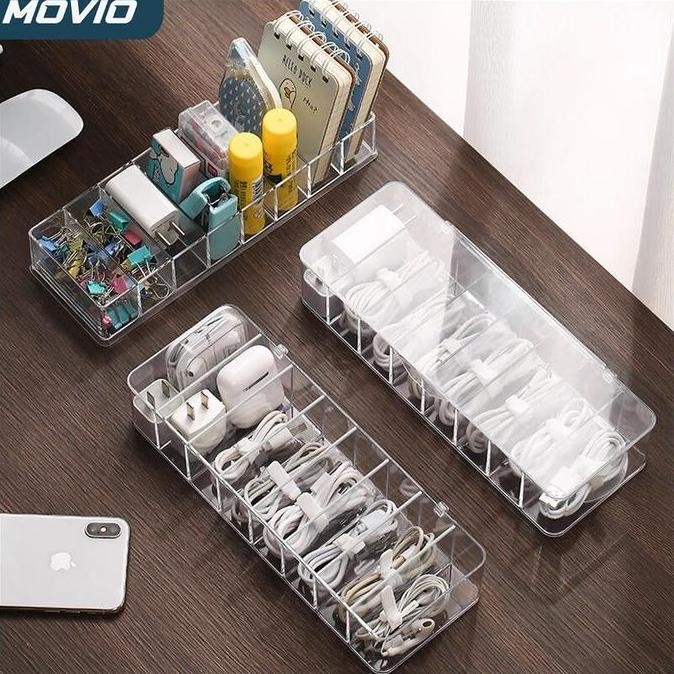 

MOVIO Cable Organizer - Kotak Penyimpanan Kabel & Charger - 8 Grid