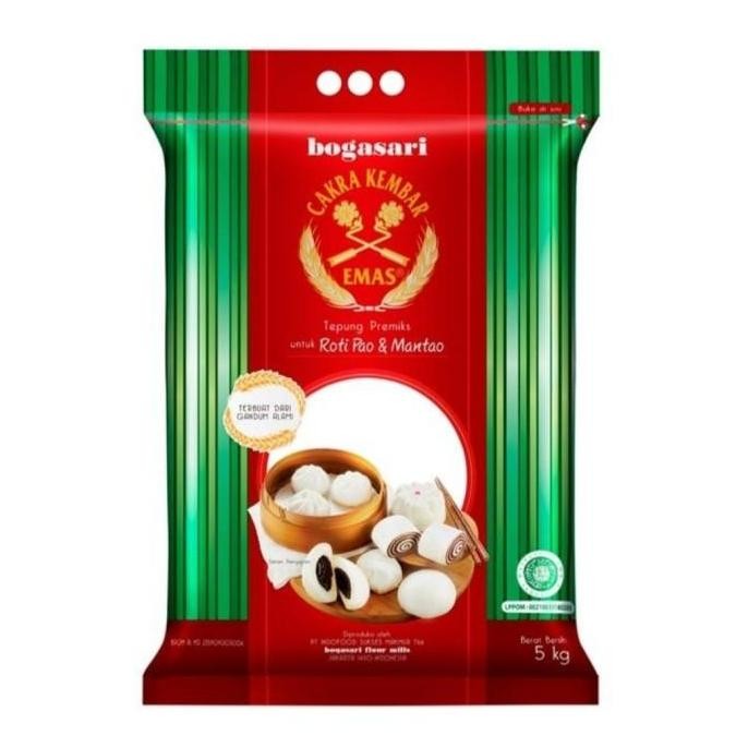 

Terlaris Tepung Terigu Cakra Kembar Emas Pao Mantao 5 Kg. Gojek Grab Only
