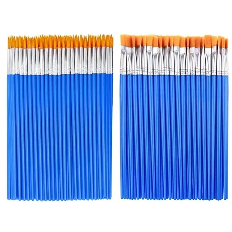 

100Pcs Paint Brushes Set For Kids Acrylic With Flat Round Pointed Paint Brushes Craft Watercolor Oil Painting Brushes