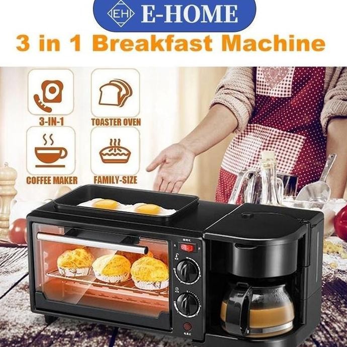 E-Home Multifungsi Breakfast Maker Oven Elektrik 3 In 1 Pemanggang Pizza Kue Roti Cake Mesin